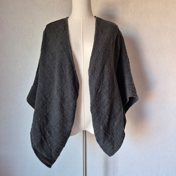 NWT Nomad The Label Bloom Kimono Sleeve Shrug Open Front Black Raw Cotton - Picture 4 of 16